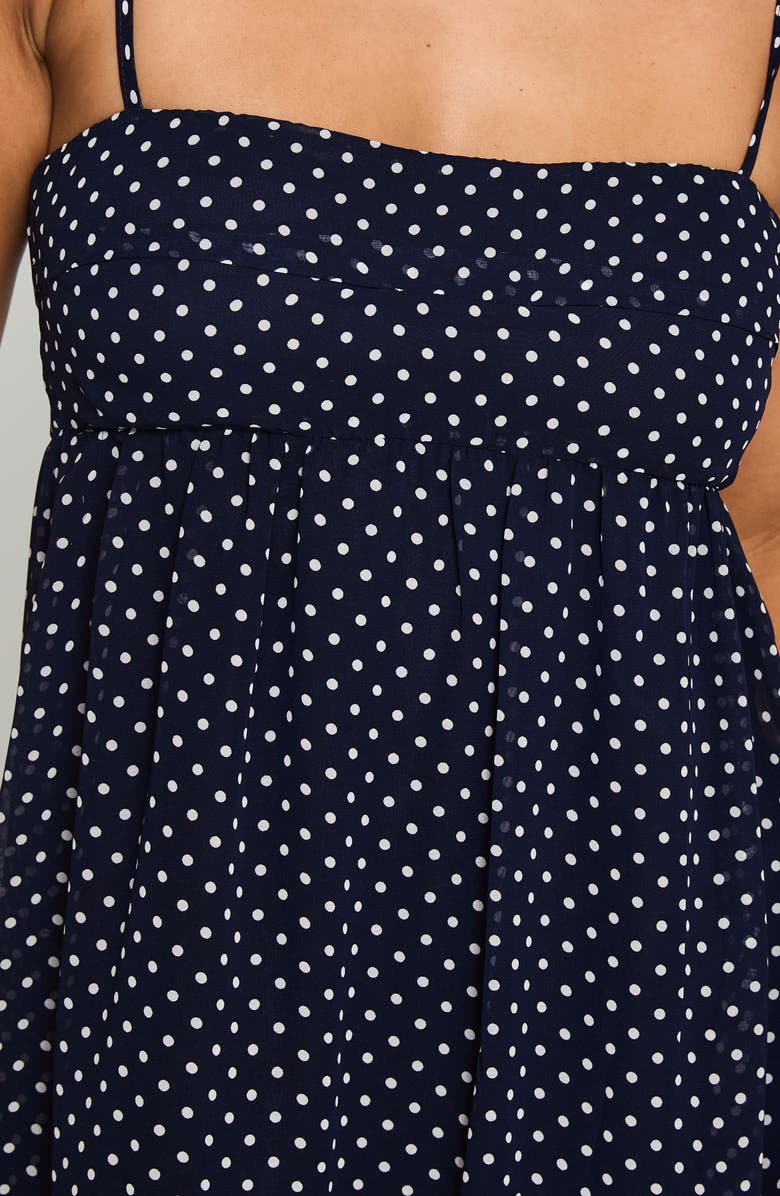 Princess Polly Ortega Polka Dot Babydoll Minidress, Alternate, color, Navy Polka