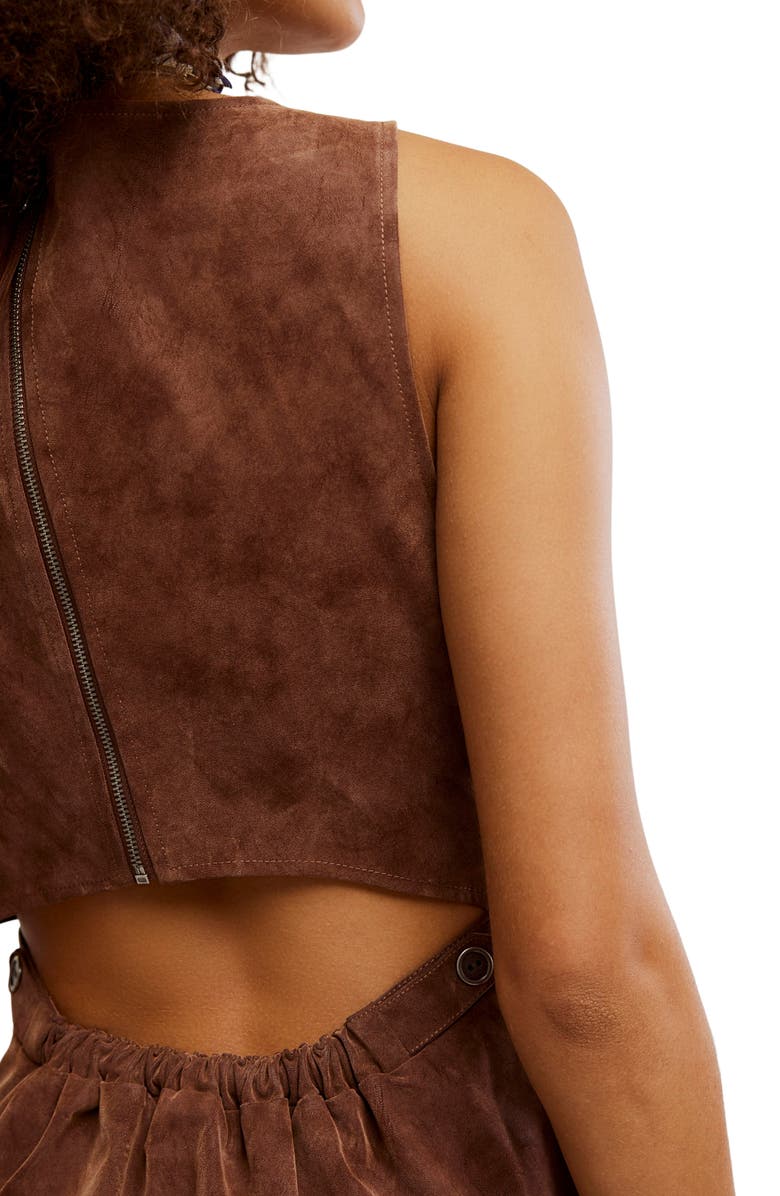 Free People Atlas Cutout Faux Suede Minidress, Alternate, color, Chicory Coffee