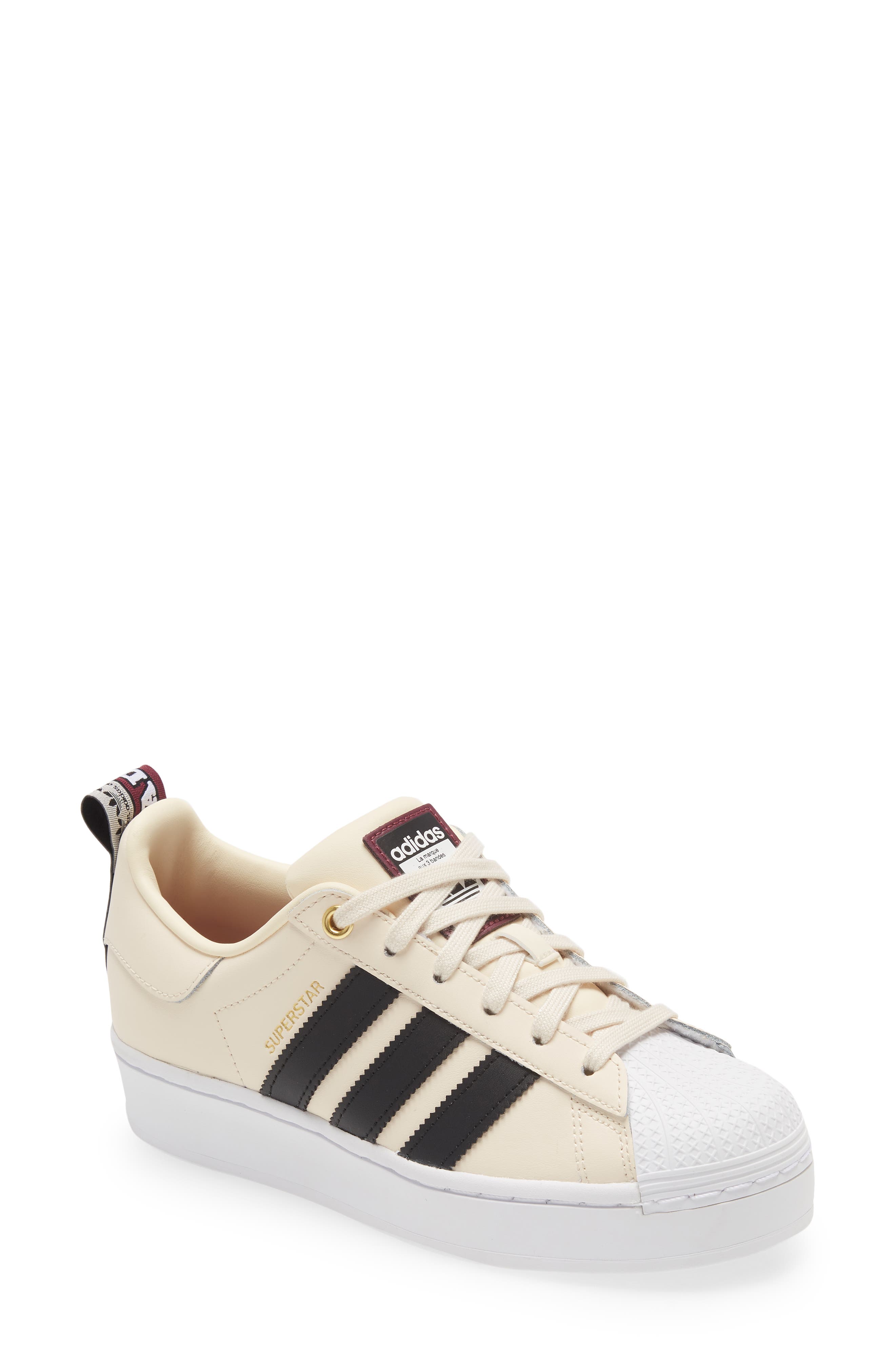Superstar Bold Sneaker, Main, color, WONDER WHITE/ BLACK/ CRIMSON