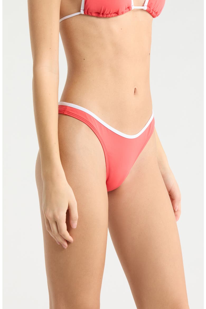 Classic Surf High Leg Bikini Bottoms, Alternate, color, RED