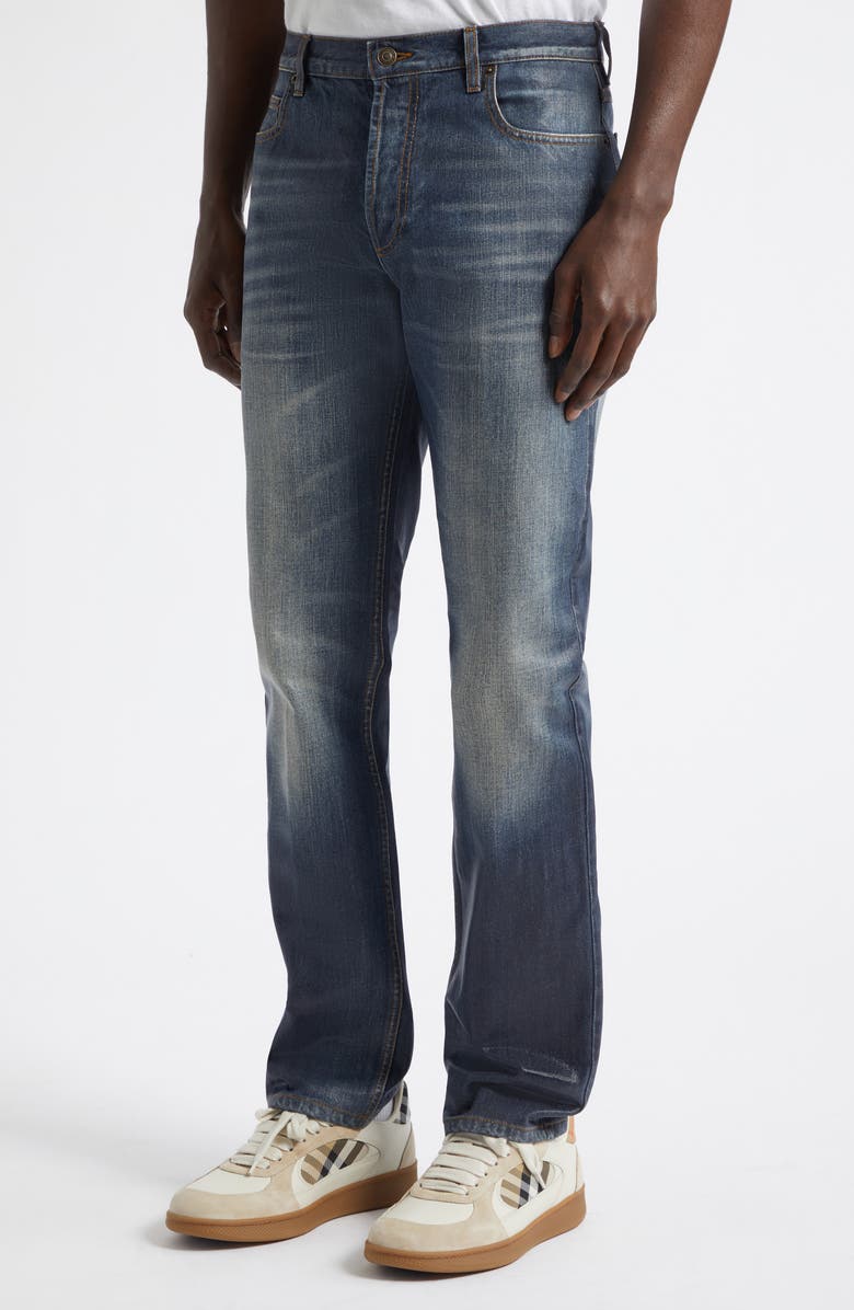 Burberry Randolph Coated Slim Fit Jeans, Alternate, color, Mid Blue