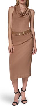 Donna Karan New York Cowl Neck Sleeveless Midi Dress