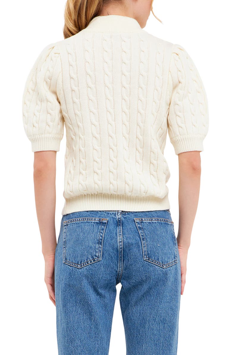 English Factory Puff Sleeve Cable Knit Sweater, Alternate, color, 