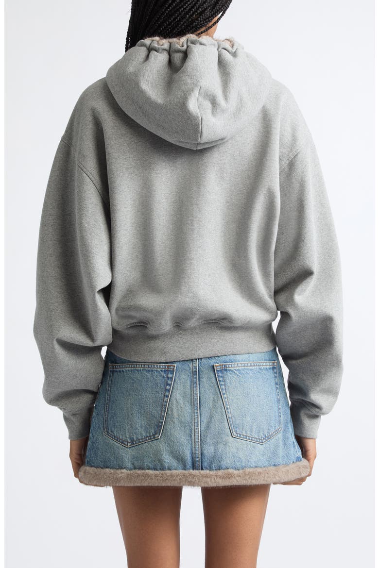 Faux Fur Hood Full Zip Hoodie, Alternate, color, ALLOY MELANGE