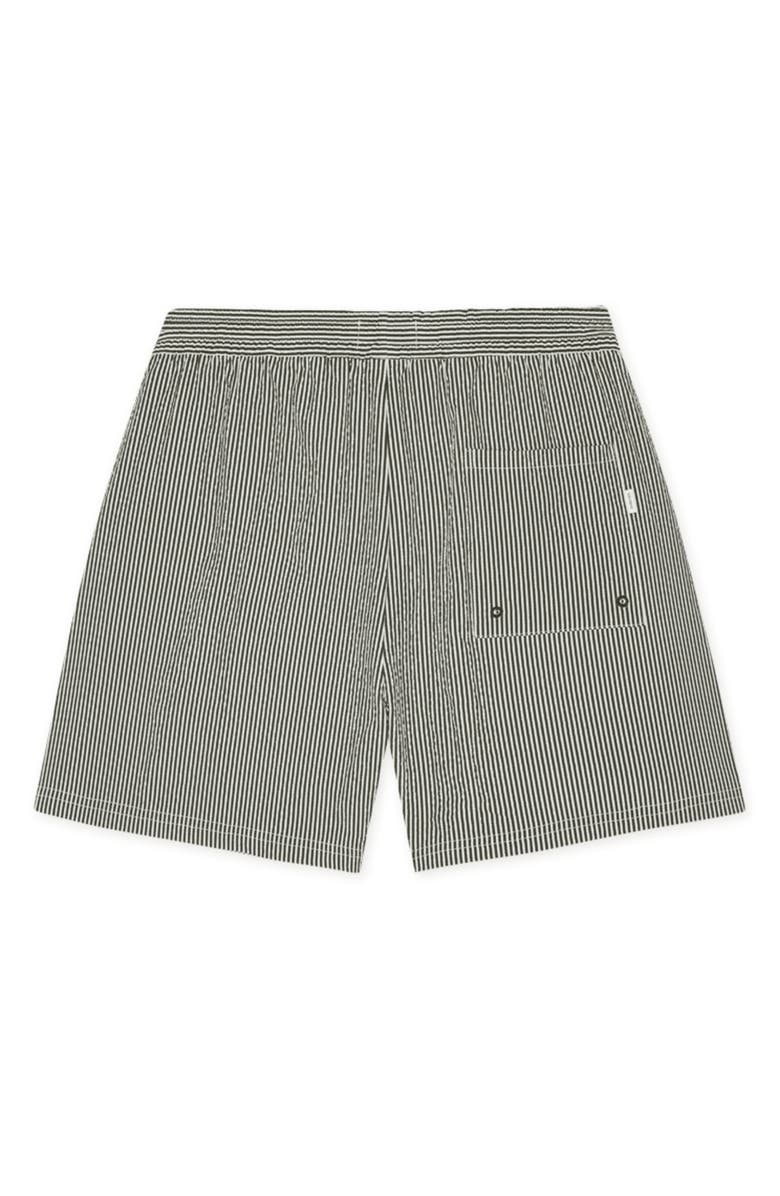 Les Deux Stripe Seersucker Swim Shorts, Alternate, color, Black