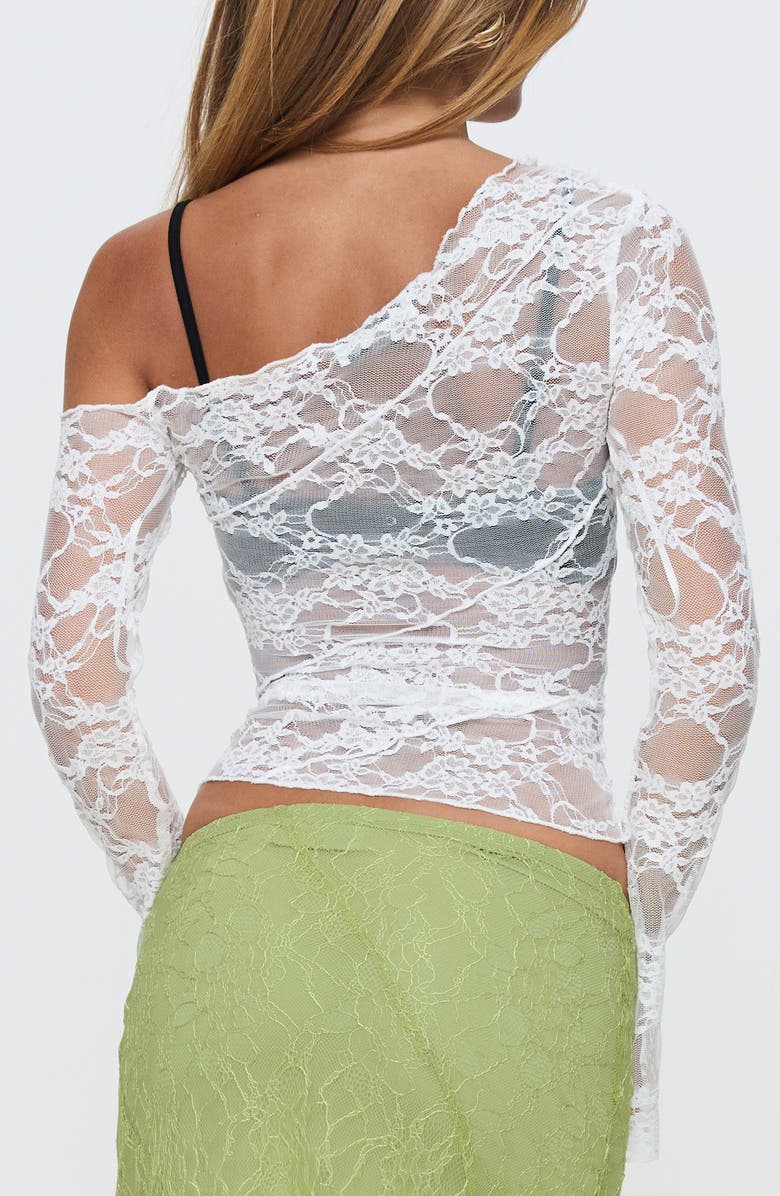 Princess Polly How Ironic One-Shoulder Lace Crop Top, Alternate, color, Cream