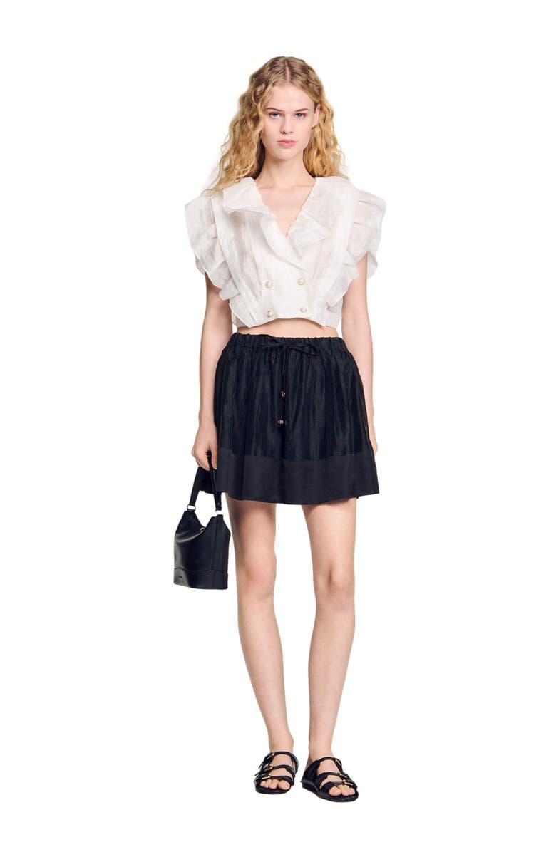 SANDRO Short dual-material skirt, Alternate, color, 