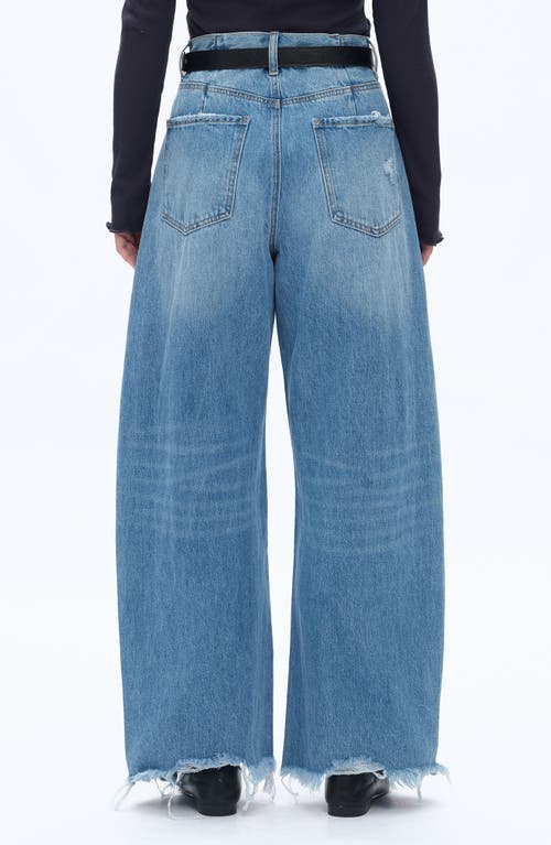 Bayeas Frayed Super High Waist Barrel Jeans In Blue