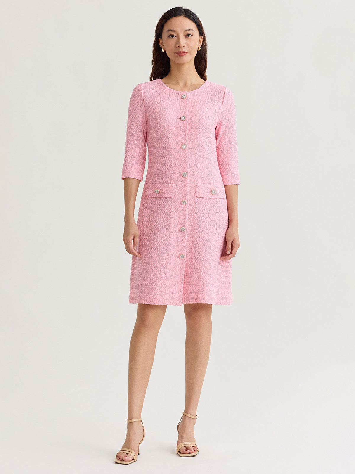 Tri-Color Tweed Knit Sheath Dress - image 3
