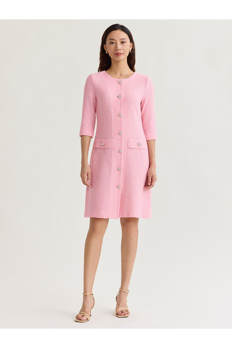 Tri-Color Tweed Knit Sheath Dress, Main, color, Pink