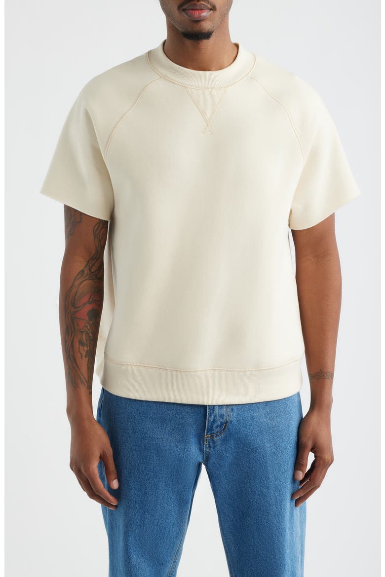 Fleece Short Sleeve Sweatshirt, Main, color, IVORY CREAM