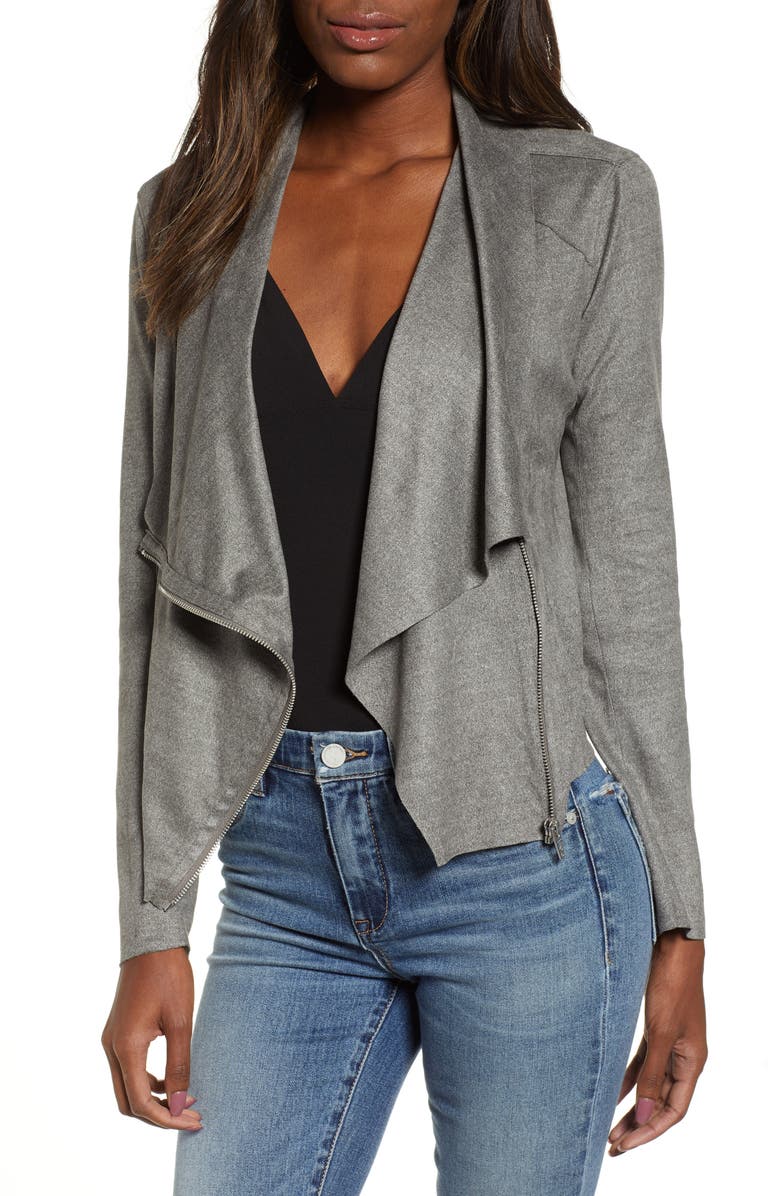 BLANKNYC Faux Suede Drape Jacket, Main, color,