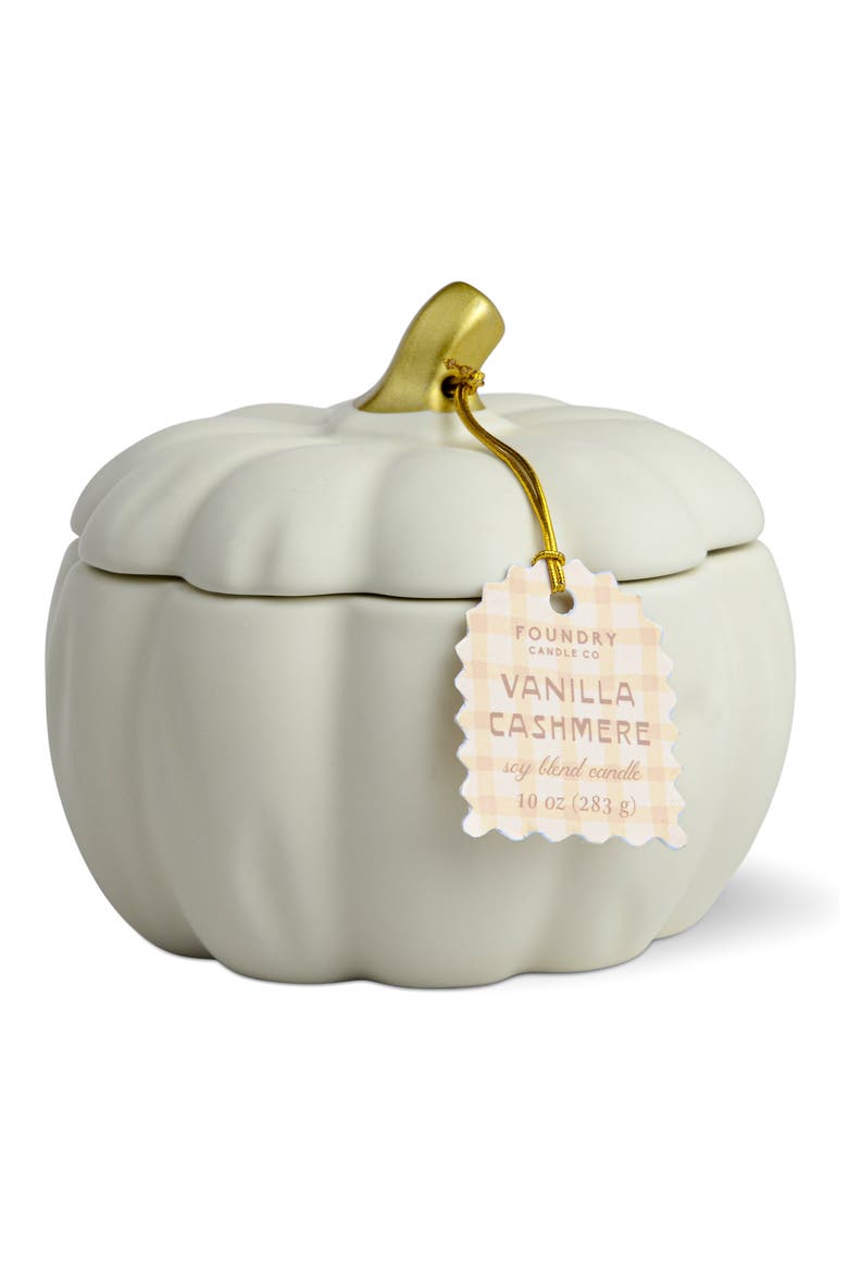 Apple Cider Matte Ceramic Pumpkin Candle, Main, color, VANILLA CASHMERE