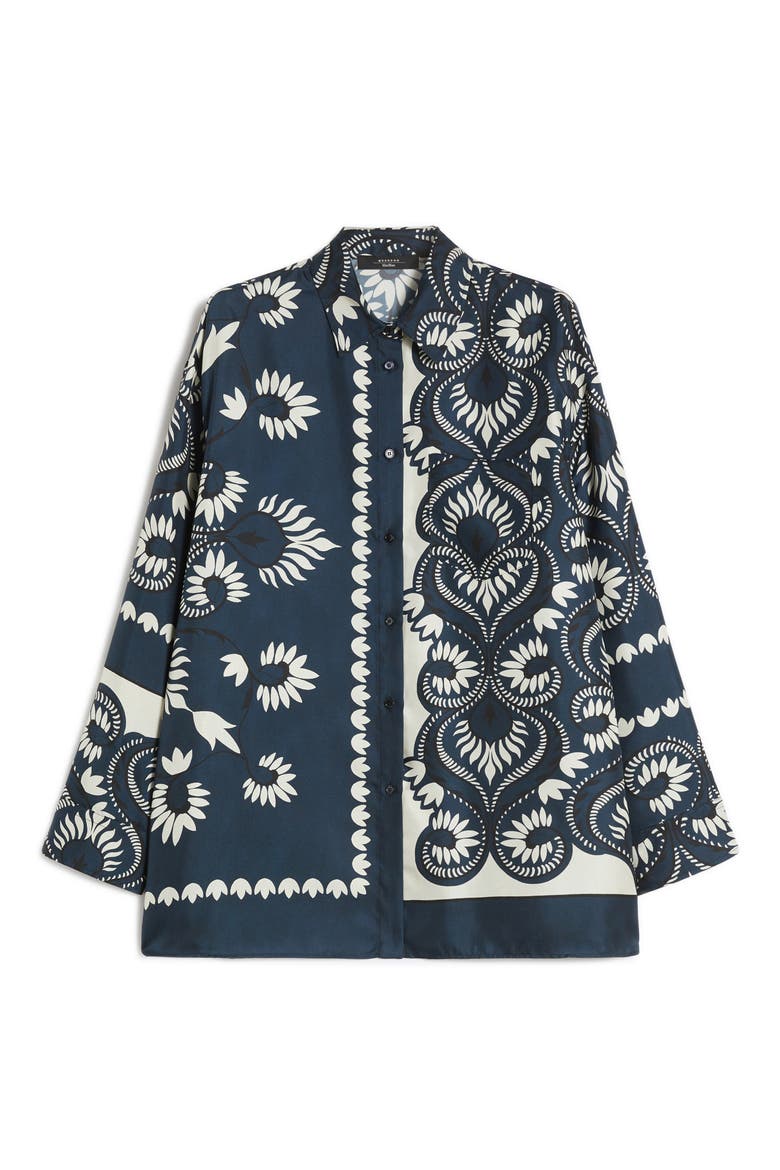 Patchwork Jersey Button-Up Shirt, Alternate, color, NAVY