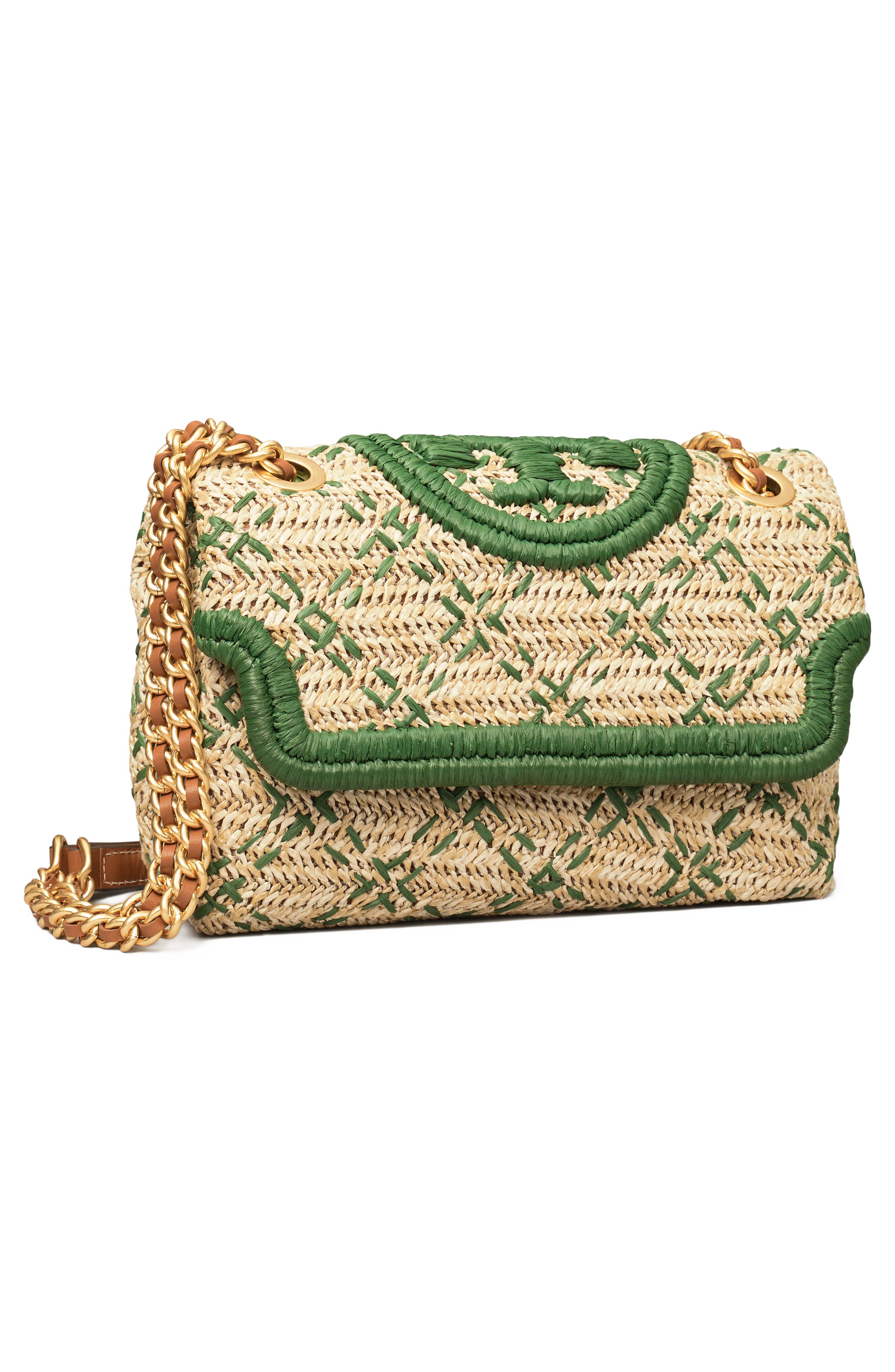 Tory Burch Small Fleming Straw Crossbody Bag, Alternate, color, 