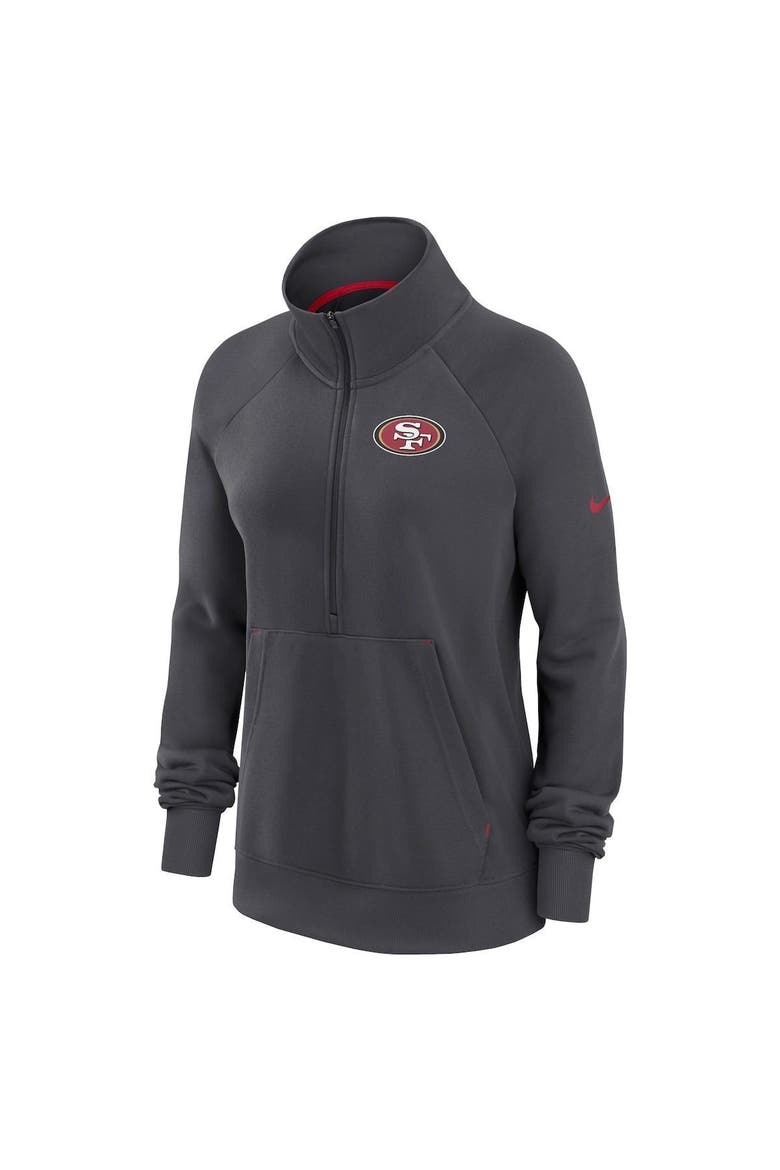 Women's Nike Charcoal San Francisco 49ers Premium Raglan Performance Half-Zip Sweatshirt, Alternate, color, Charcoal