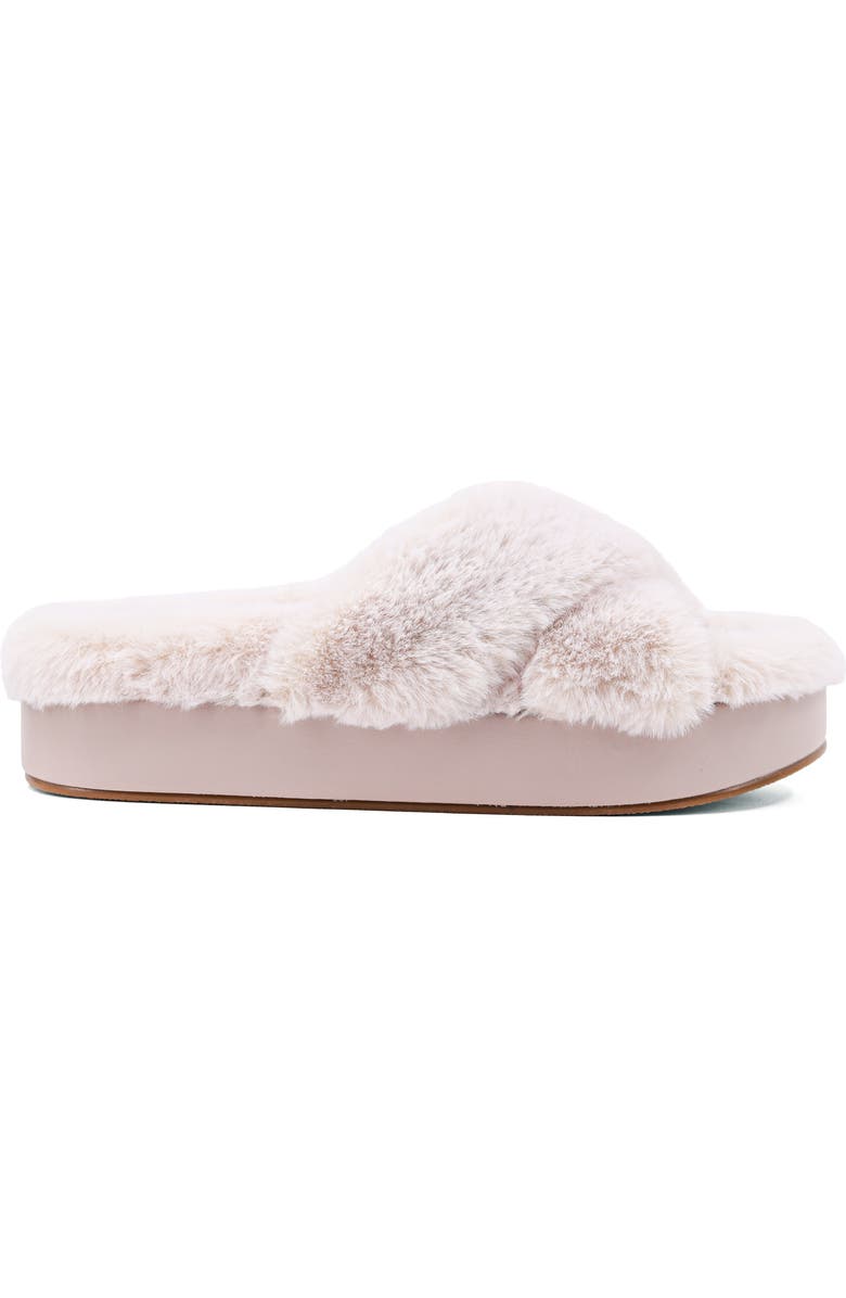 SHUSHOP Juliet Faux Fur Slide Sandal, Alternate, color, Off White