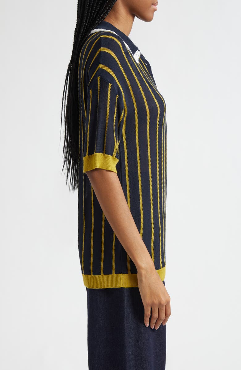 Siedrés Yuan Lace Trim Embroidered Logo Polo, Alternate, color, Navy/ Green