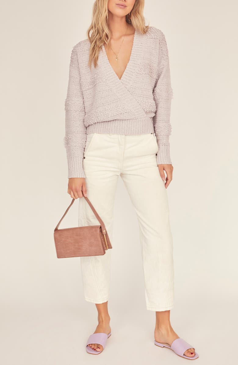 ASTR the Label Madeline Wrap Front Mix Stitch Sweater, Alternate, color,