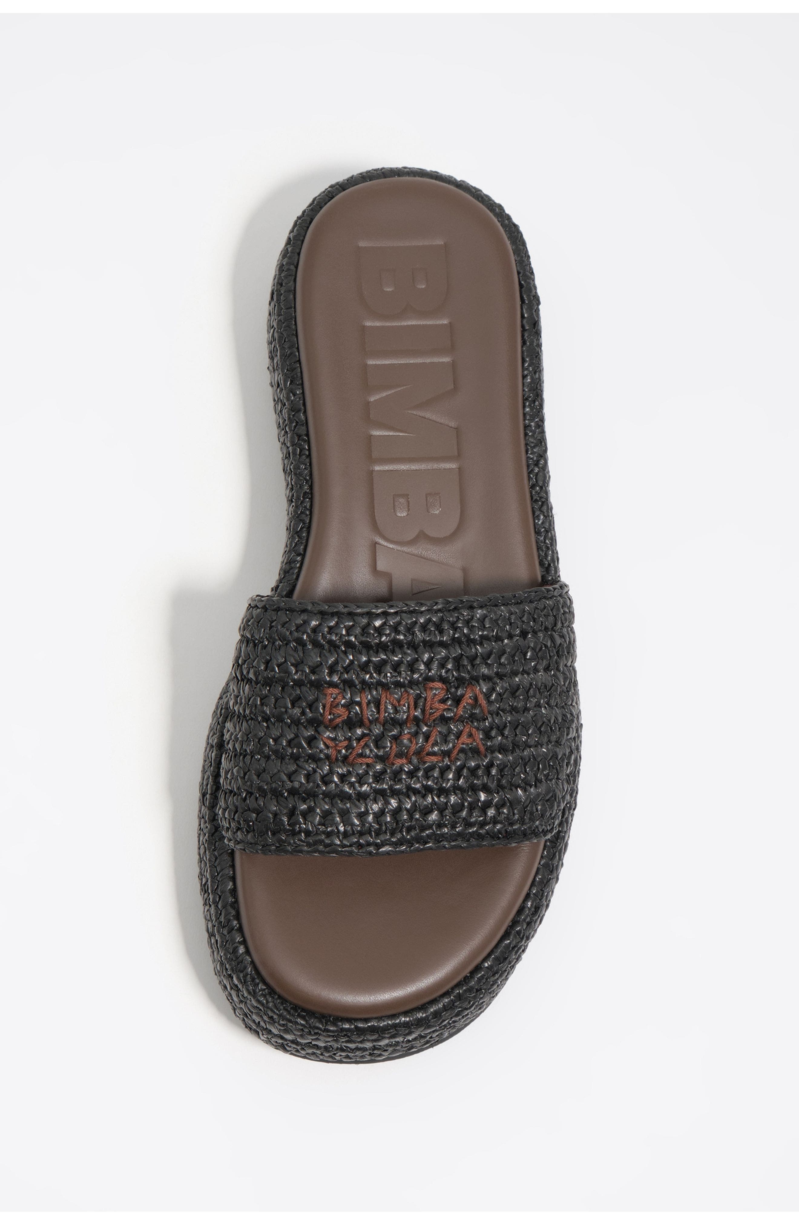 Raffia Platform Sandals, Alternate, color, BLACK