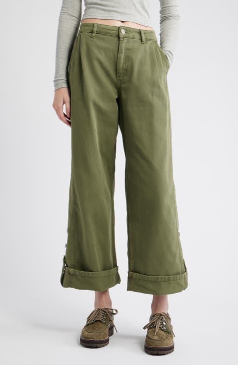 Wylie Button Cuff Wide Leg Organic Cotton Jeans