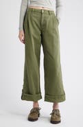 Damson Madder Wylie Button Cuff Wide Leg Organic Cotton Jeans