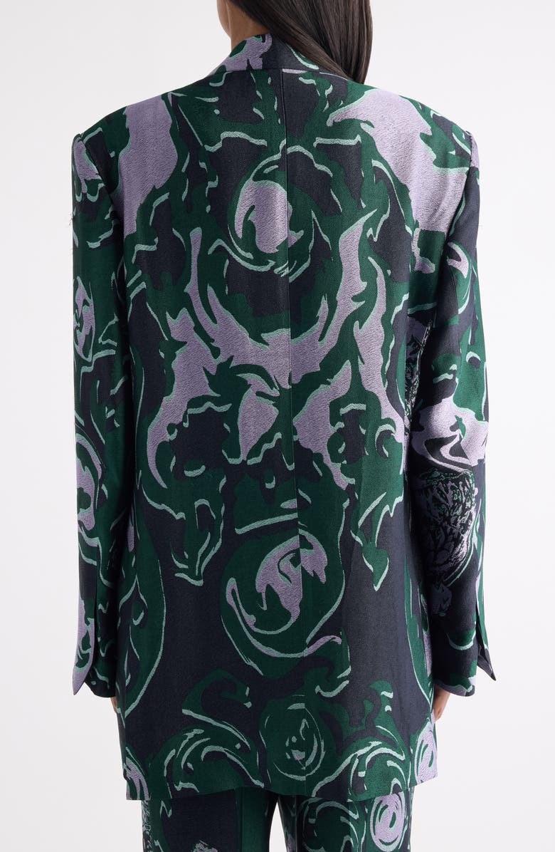 Dries Van Noten Bastis Abstract Floral Jacquard Single Breasted Crepe Blazer, Alternate, color, Dark Green