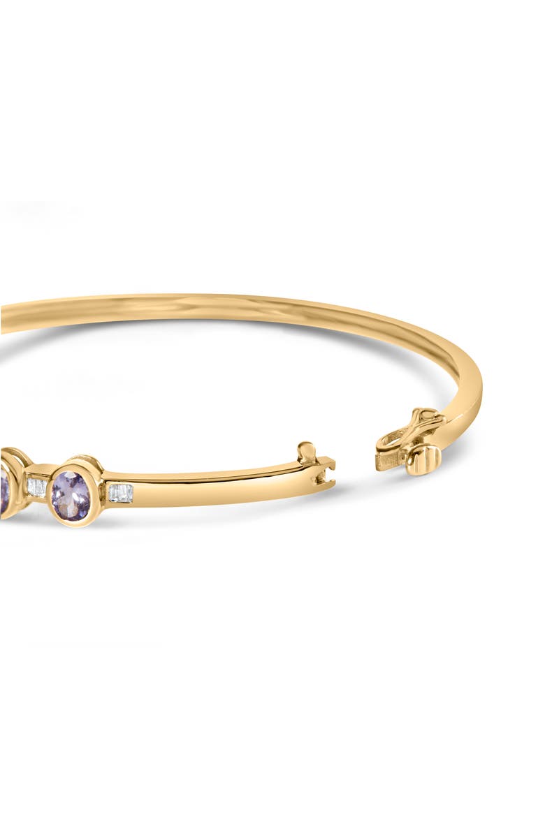 Haus of Brilliance 14K Yellow Gold Alternating Tanzanite and 1/5 Cttw Diamond Bangle Bracelet, Alternate, color, Yellow