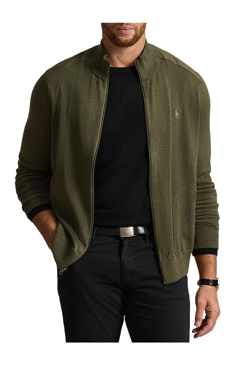 Big & Tall Zip-Front Hybrid Sweater, Main, color, OLIVE COMBO