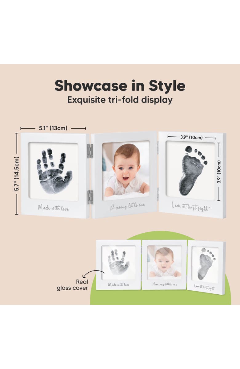 KeaBabies Fond Clean Touch Inkless Hand and Footprint Frame, Alternate, color, White/Silver