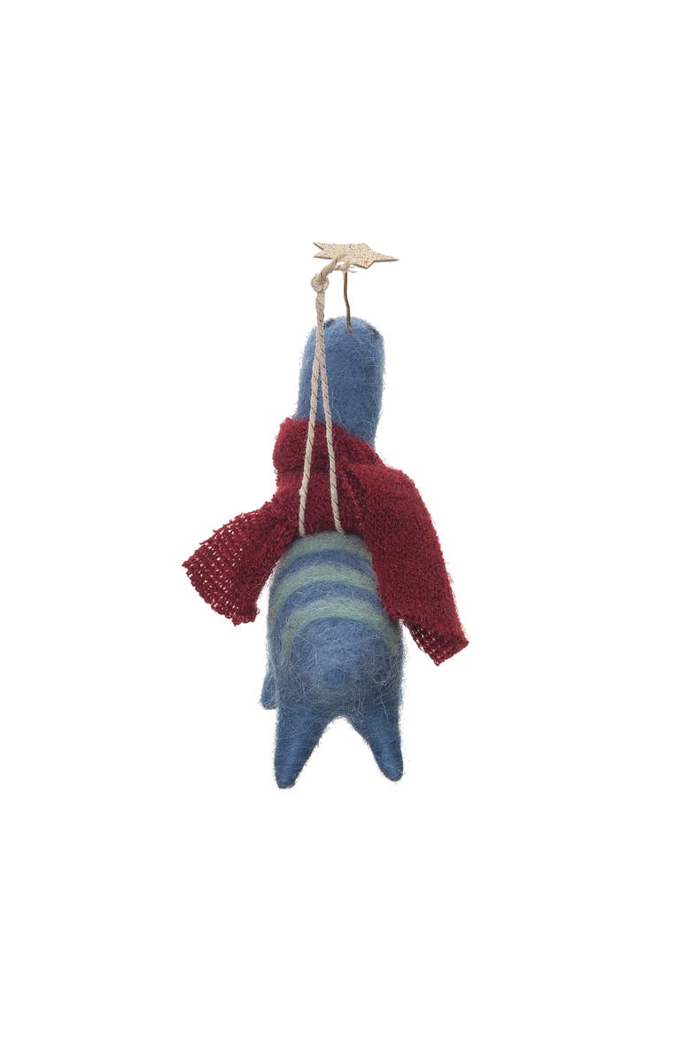 Blue Dinosaur With Scarf Ornament, Alternate, color, Blue