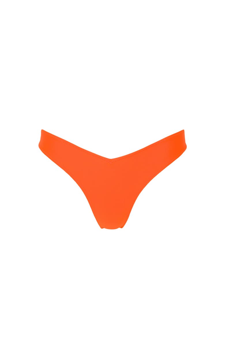 Le Sporty High Leg Cheeky V Front Bikini Bottom, Alternate, color, ORANGE