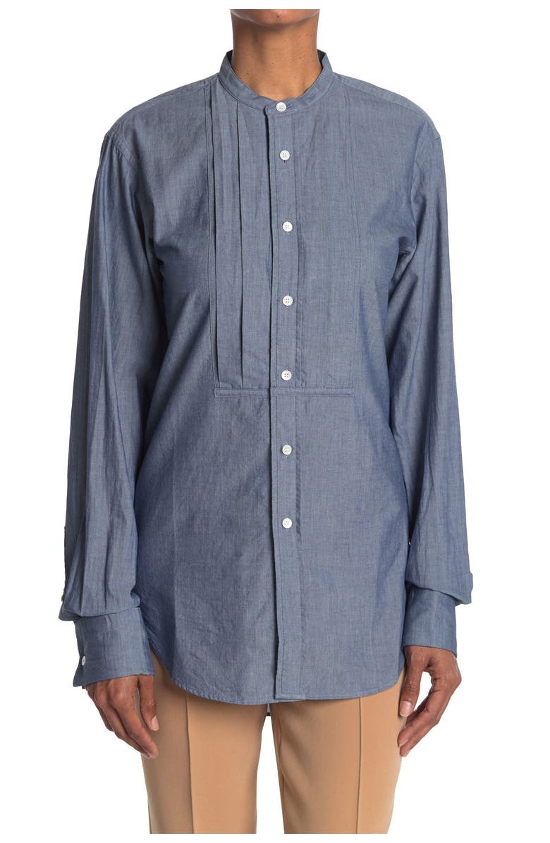 Burberry Pintucked Bib Shirt, Main, color, 