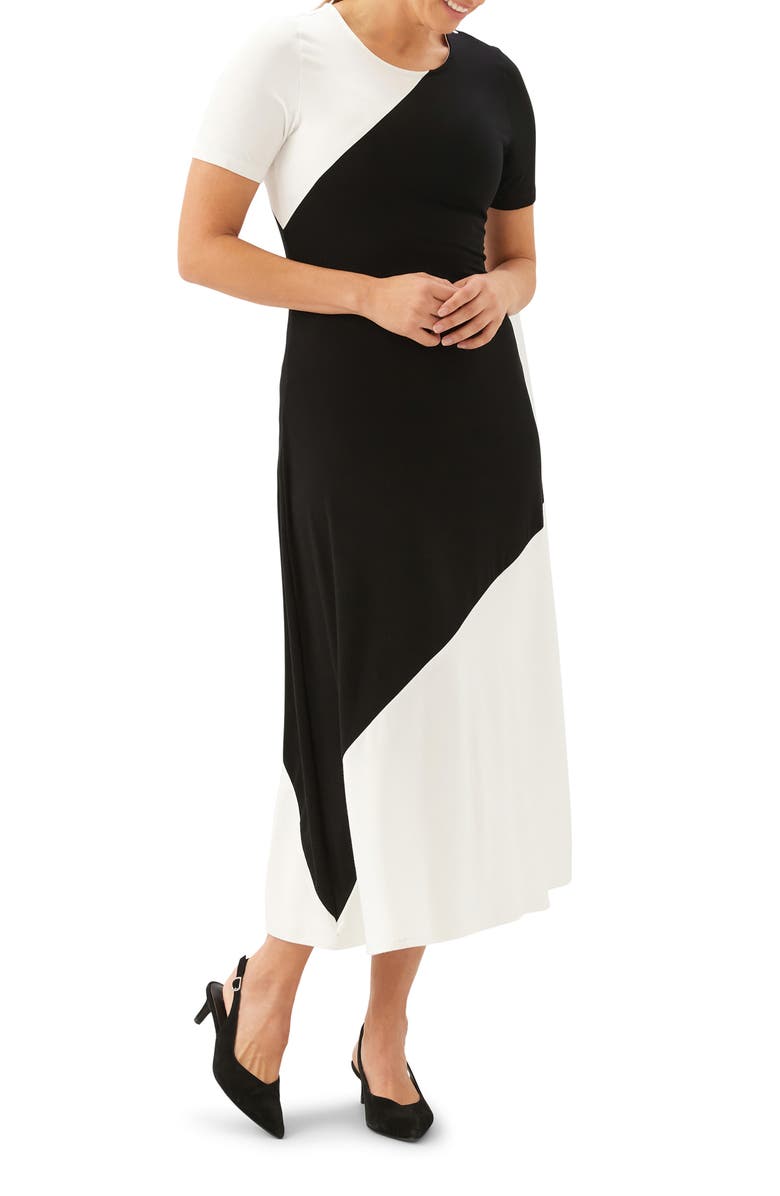 Karen Kane Colorblock Jersey Midi Dress, Alternate, color, White/ Black