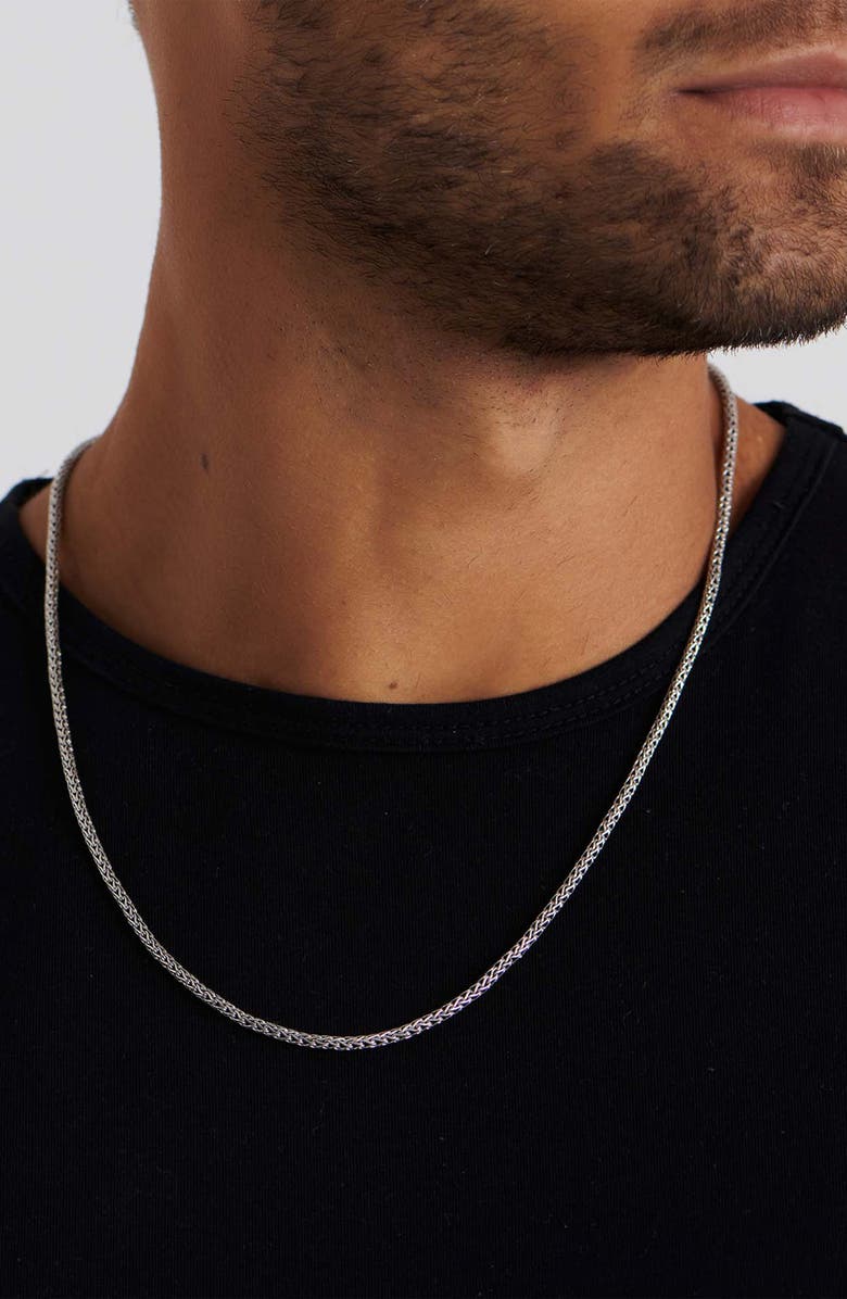 DEVATA Gender Inclusive Sterling Silver Dragon Bone Round 2.5mm Chain Necklace, Alternate, color, 