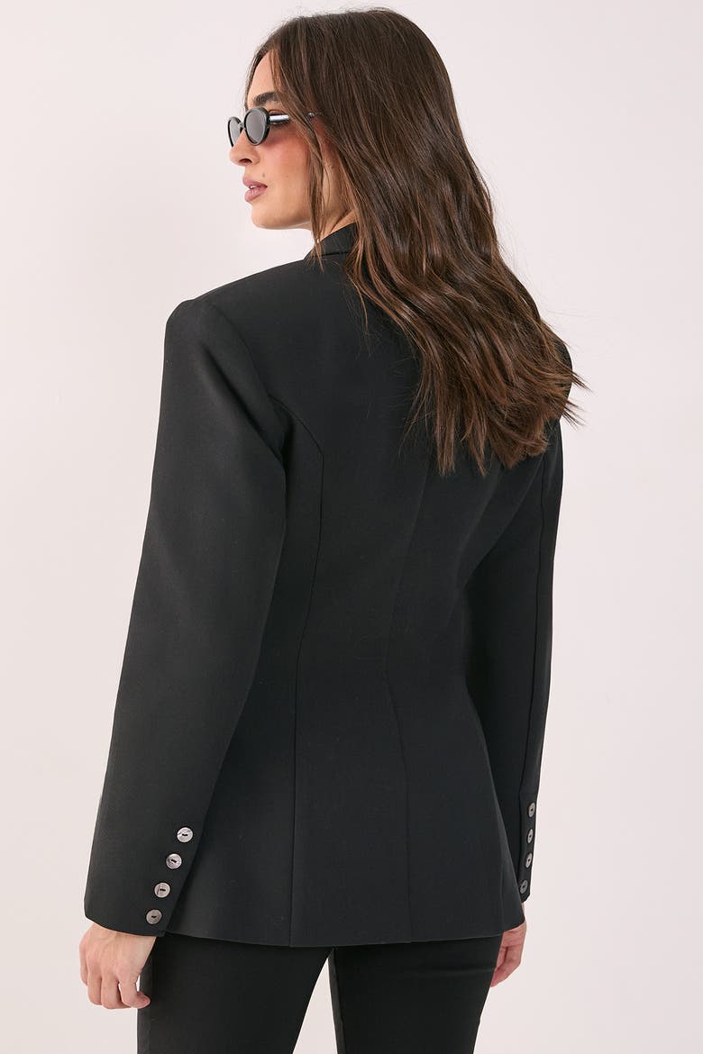 Premium Cinched Waist Blazer, Alternate, color, Black