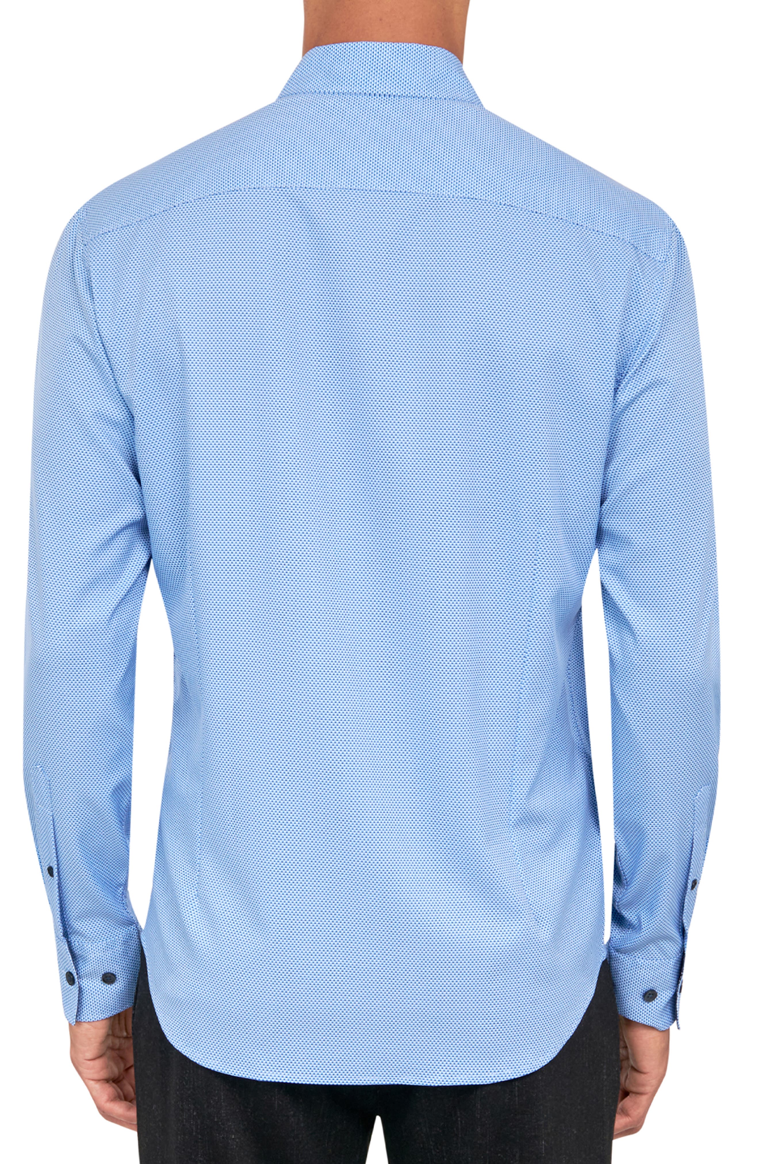 Micro Geometric Print Stretch Button-Up Shirt - image 2