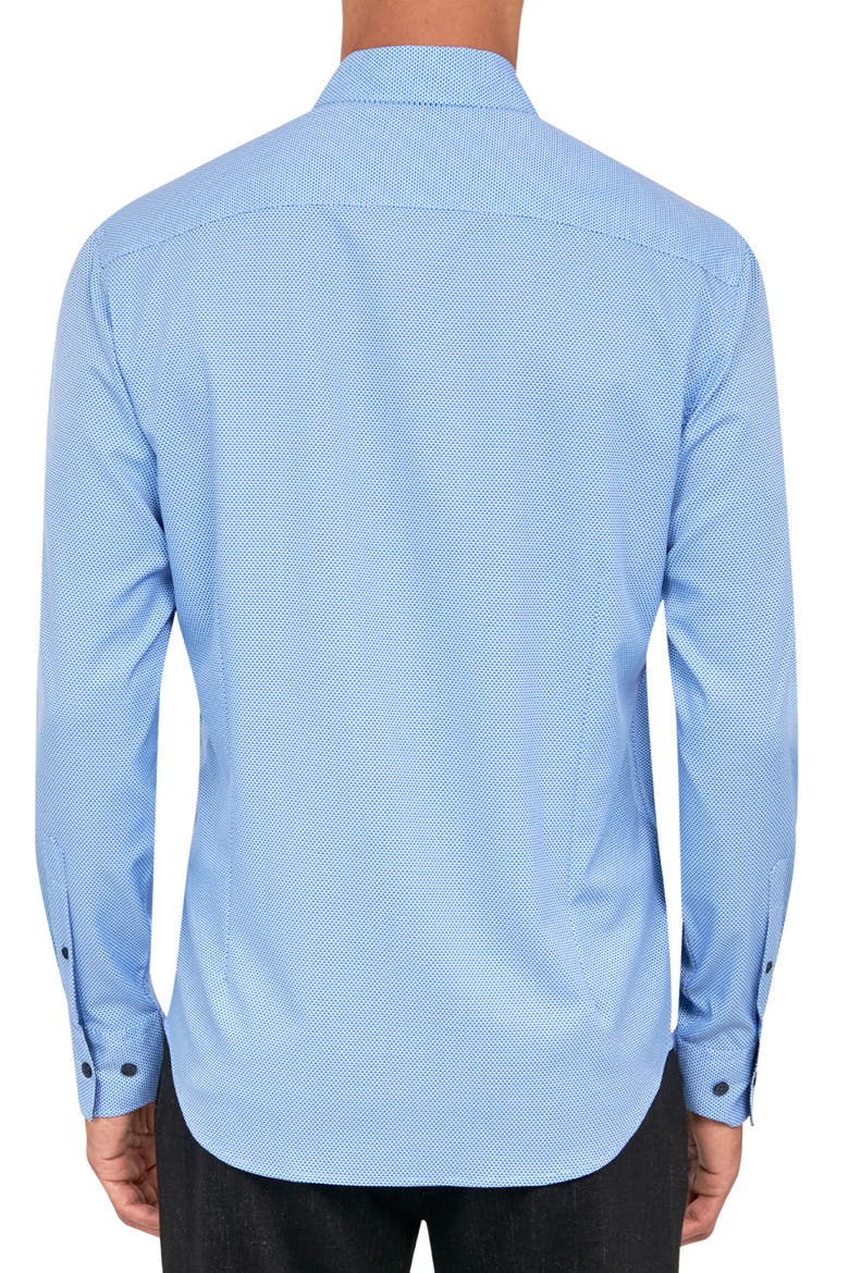 Micro Geometric Print Stretch Button-Up Shirt, Alternate, color, BLUE