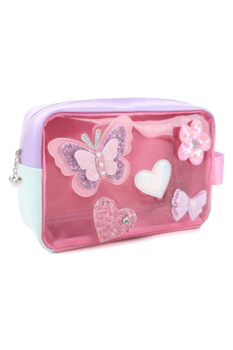 Kids' Buterfly Embellished Cosmetics Bag, Alternate, color, PINK MULTI