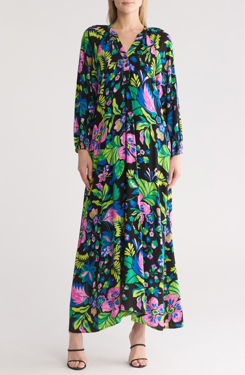 BY DESIGN Lauren Maxi Dress, Main, color, Neon Flowers