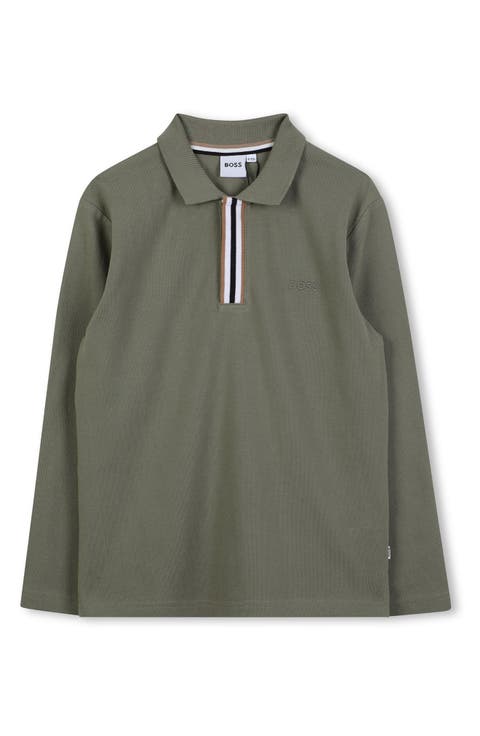 Kids' Long Sleeve Cotton Polo (Big Kid)
