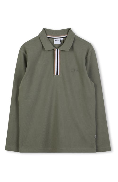 BOSS Kidswear Kids' Long Sleeve Cotton Polo in Green  product