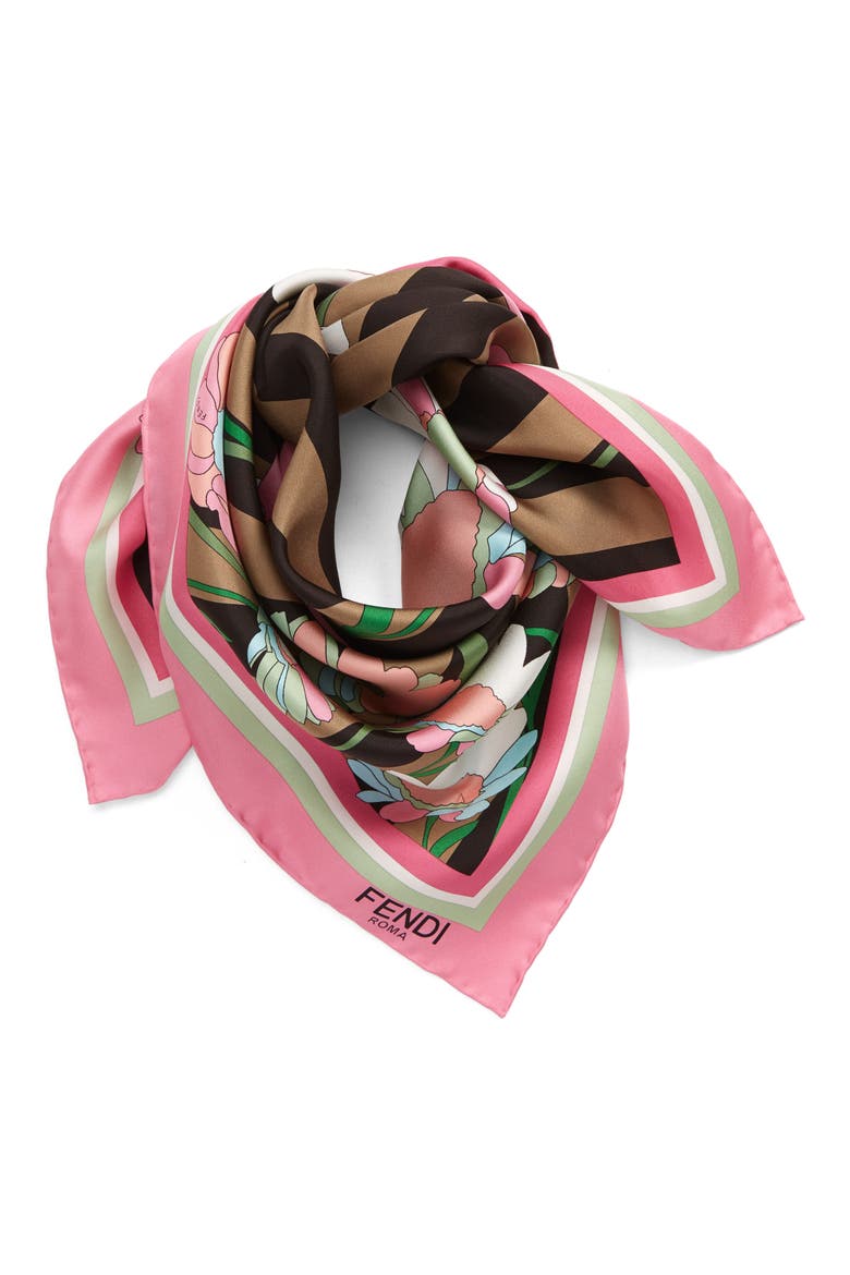 Floral & Stripe Silk Scarf, Alternate, color, MEDLAR