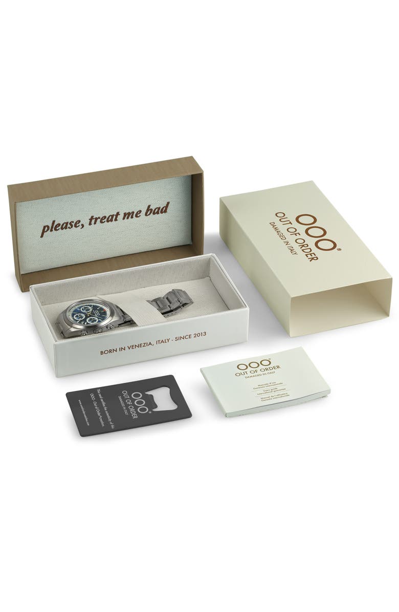 OUT OF ORDER Sporty Chronograph Bracelet Watch, 40mm, Alternate, color, Blue