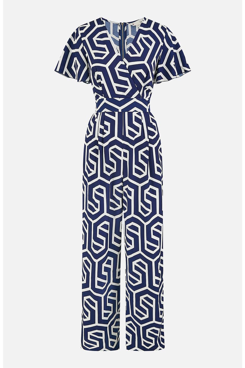 Sculpting Wrap Wide Leg Maxi Jumpsuit, Alternate, color, Navy