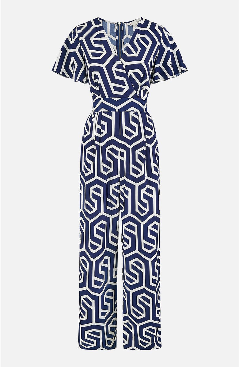 Yumi Sculpting Wrap Wide Leg Maxi Jumpsuit, Alternate, color, Navy