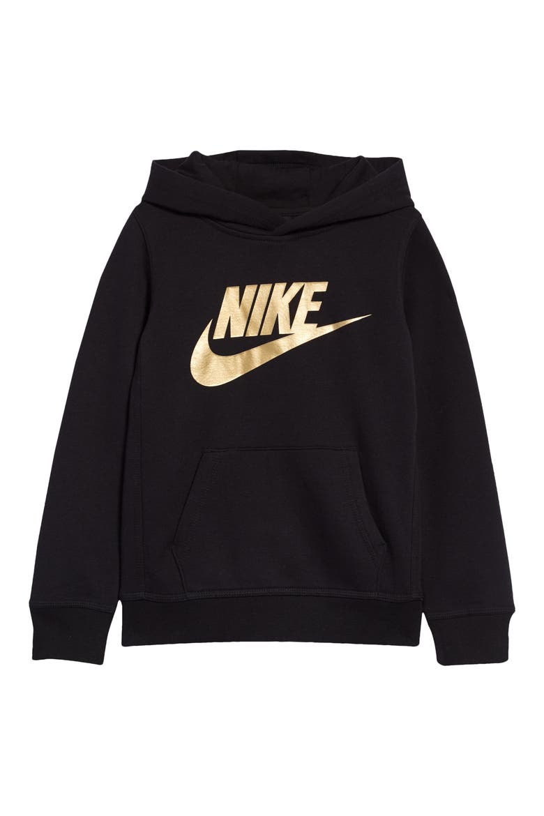 Kids' Club Logo Hoodie, Main, color, G0G BLACK/METALLIC GOLD
