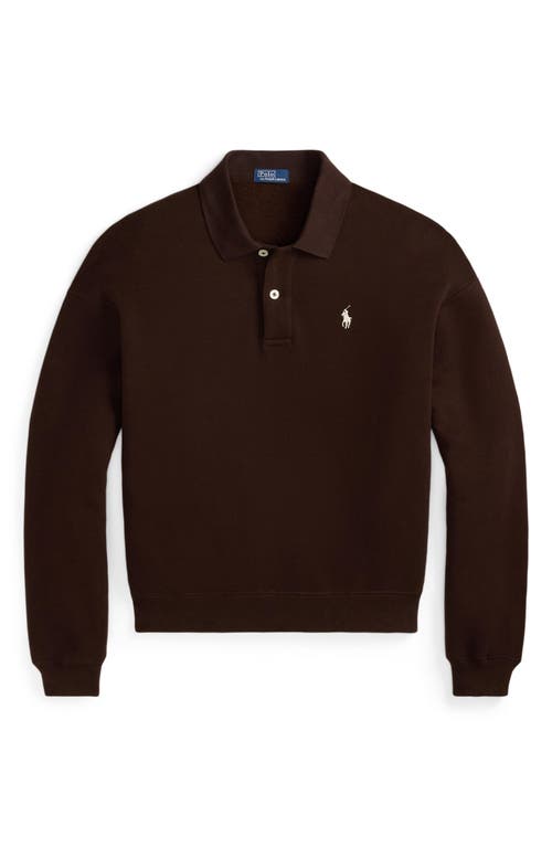 Polo Ralph Lauren Arctic Fleece Polo Long Sleeve Pullover Circuit Brown In Brown