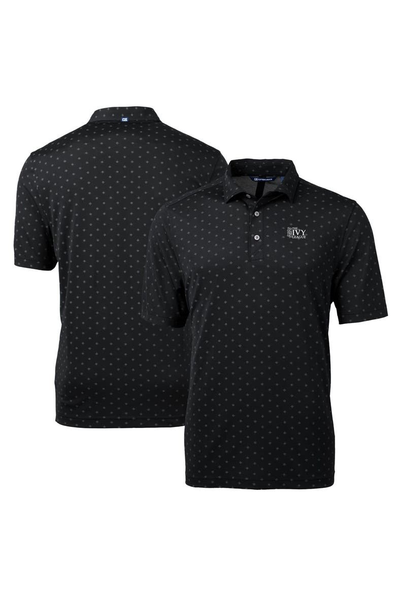 Men's Cutter & Buck  Black Ivy League DryTec Virtue Eco Pique Tile Print Recycled Polo, Main, color, Black