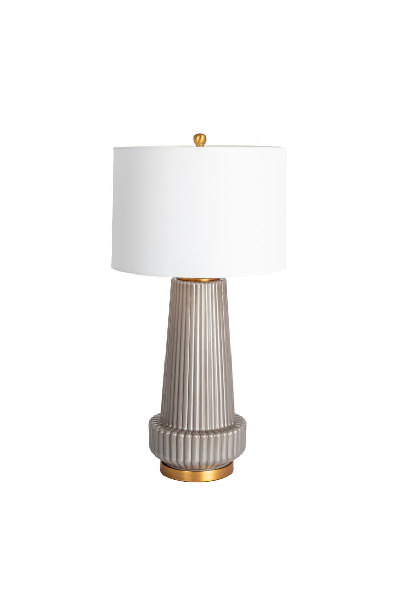 Olive Grove Ribbed Table Lamp with Tapered Drum Shade, Main, color, Grey